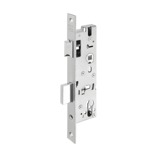 Zamek wpuszczany zapadkowo-zasuwkowy Wilka 1438 D30mm, blacha 3x24mm