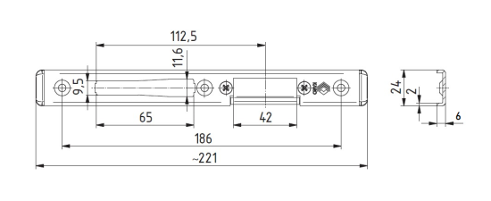 Rysunek techniczny - zaczep regulowany zamka Aluprof E-C6 prawy K80009256