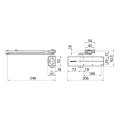 Rysunek techniczny samozamykacza ASSA ABLOY DC140 z ramieniem