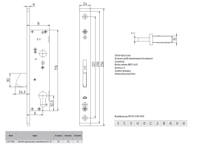 Zamek dodatkowy zasuwkowy Aluprof KC-35 U24 K80009268